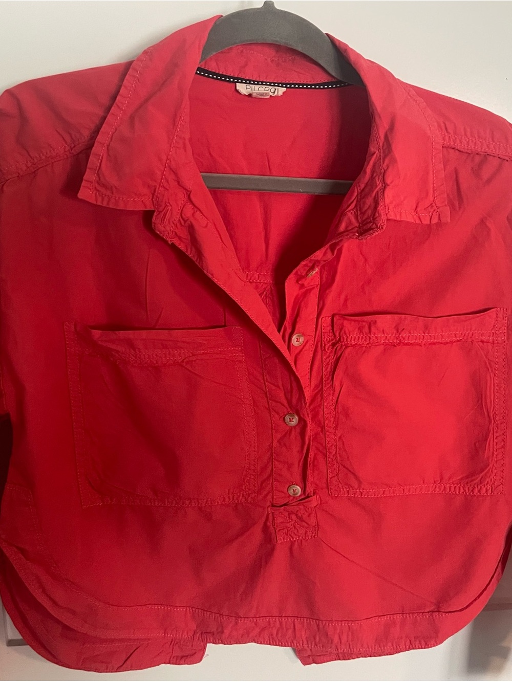 Pilcro Bright Red Collared Button Shirt